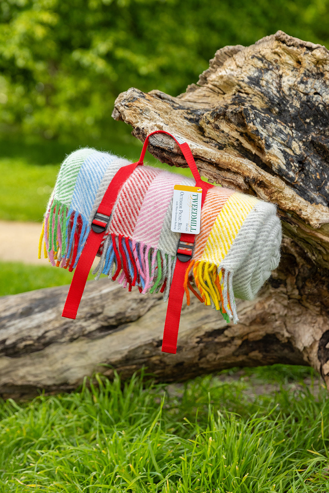 Rainbow Stripe Tweedmill Picnic Blanket Waterproof Outdoor
