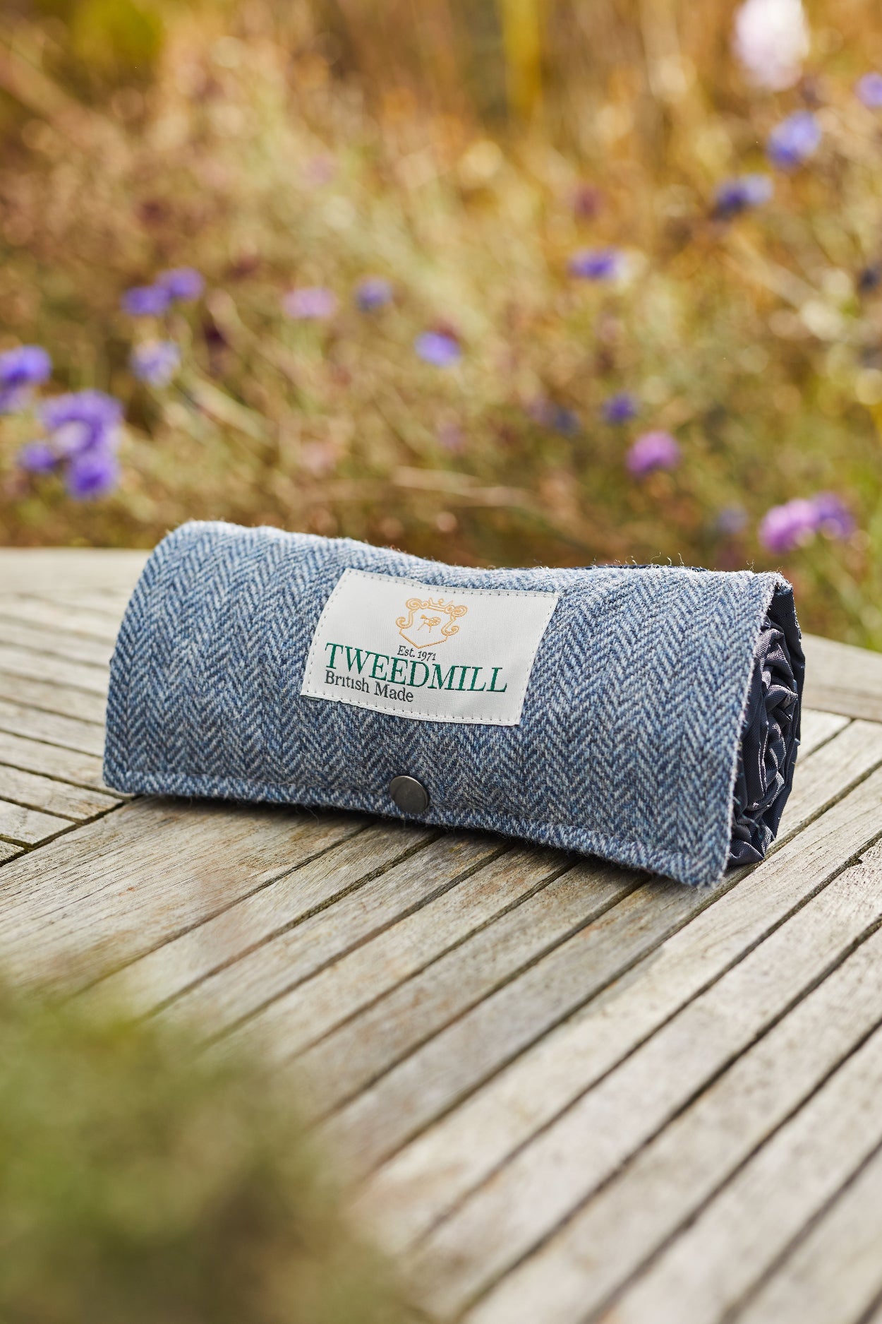 Tweedmill Herringbone Navy Small Picnic Blanket