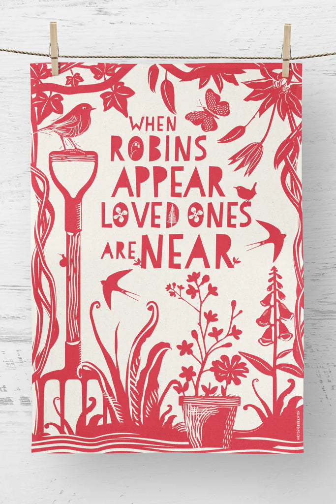 When Robins Appear Tea Towel