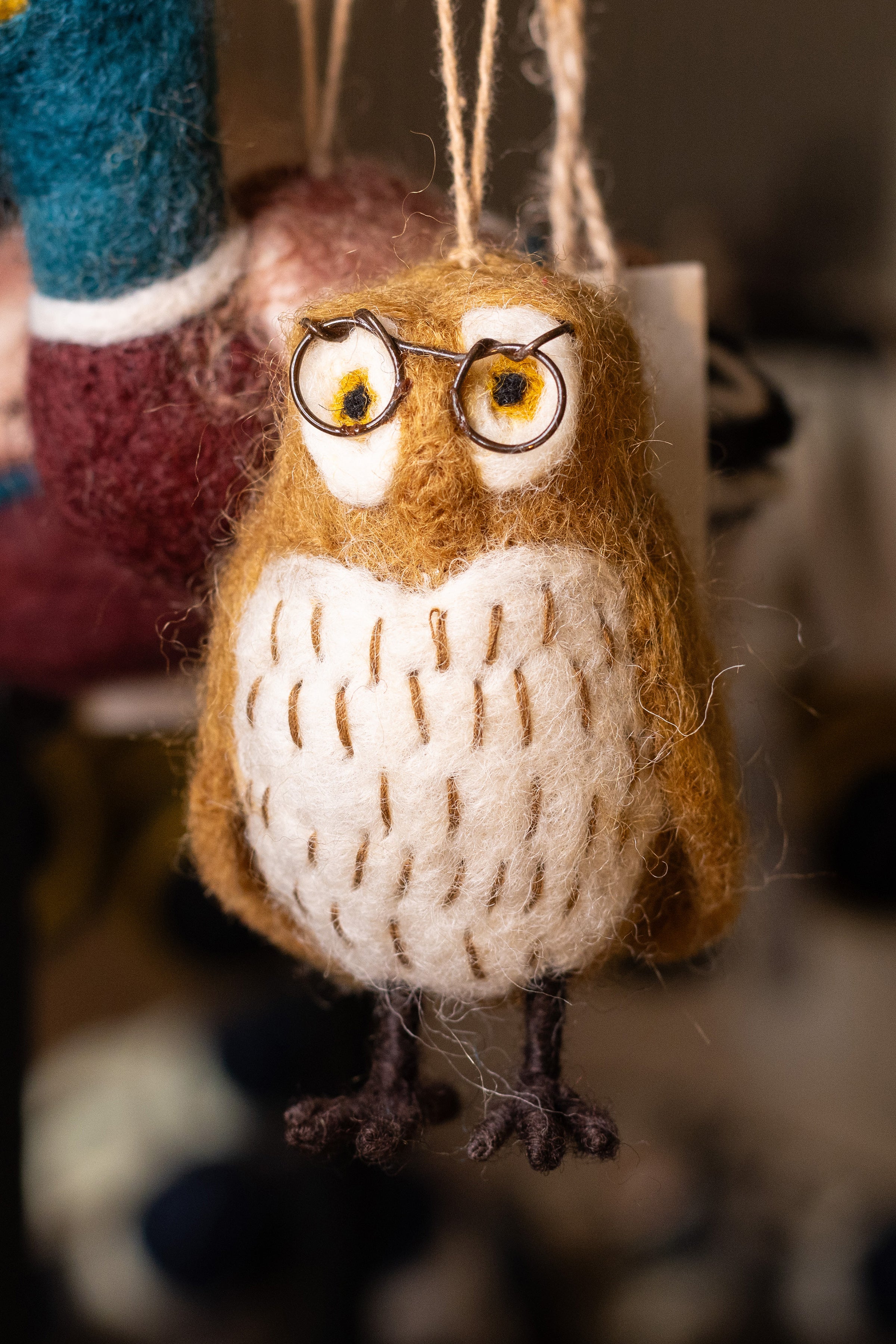 Felt Wise Owl Hanging Decoration