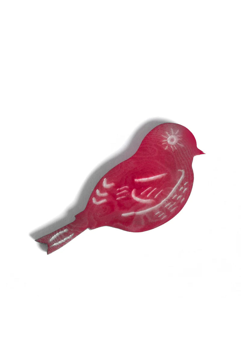 Warbler Brooch Red